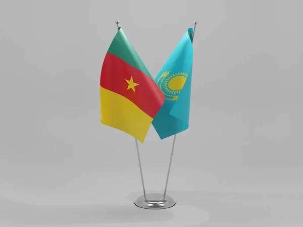 Kazakhstan Kamerun Cooperation Flags White Background Render — Stok Foto