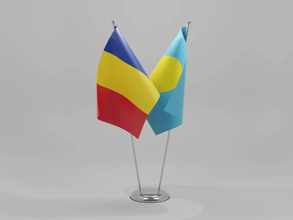 Palau Romania Cooperation Flags White Background Render — Stock Photo, Image