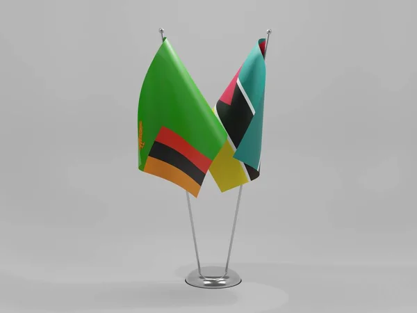 모잠비크 Zambia Cooperation Flags White Background Render — 스톡 사진