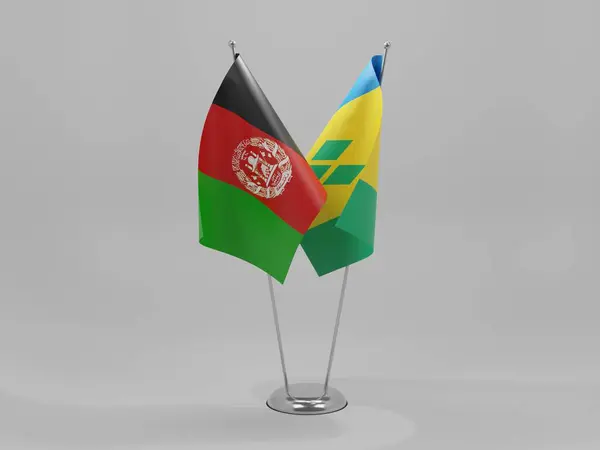 Saint Vincent Grenadines Afghanistan Cooperation Flags White Background Render — Stock Photo, Image