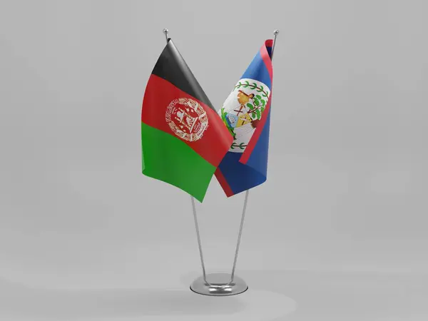 Belize Afghanistan Cooperation Flags White Background Render — Stock Photo, Image