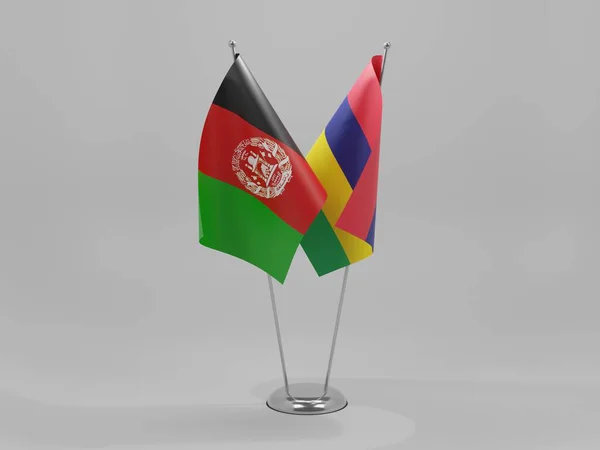 毛里求斯 阿富汗合作旗帜 白色背景 3D渲染 — 图库照片