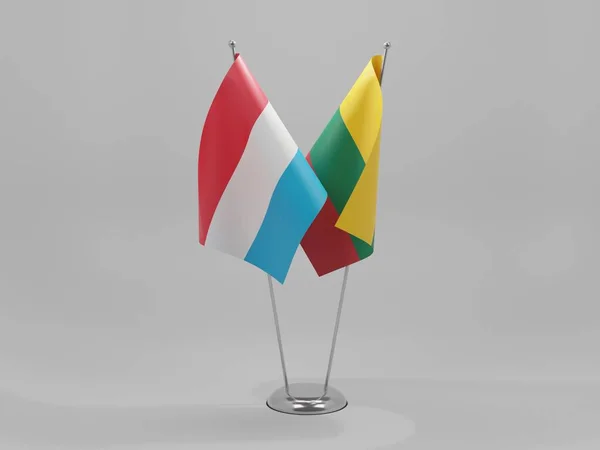 Lituania Banderas Cooperación Luxemburgo Fondo Blanco Render —  Fotos de Stock