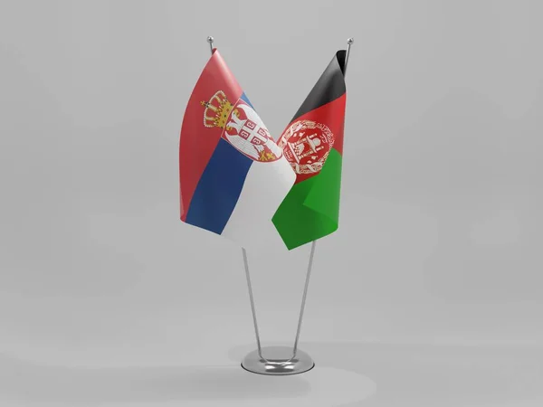 Afganistán Serbia Banderas Cooperación Fondo Blanco Render —  Fotos de Stock