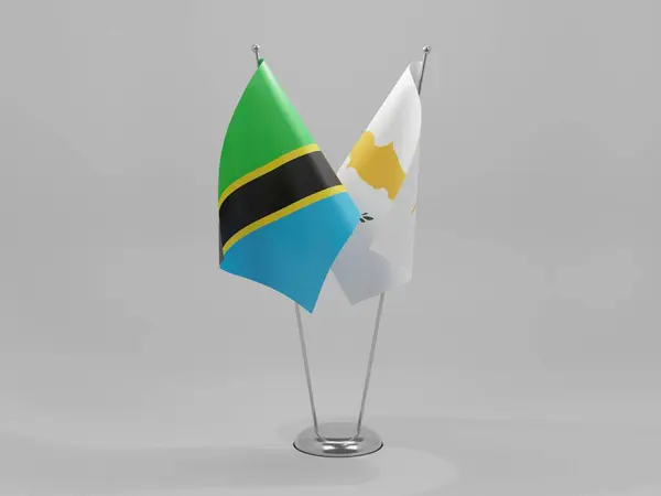 Chipre Tanzânia Bandeiras Cooperação Fundo Branco Render — Fotografia de Stock