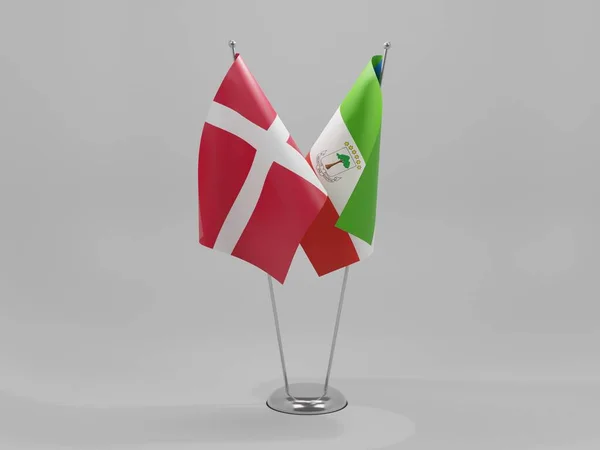 Guinea Ecuatorial Banderas Cooperación Dinamarca Fondo Blanco Render —  Fotos de Stock