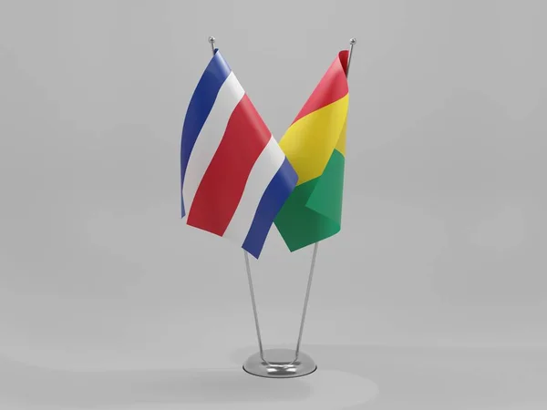 Guinea Bandiere Cooperazione Costa Rica Sfondo Bianco Render — Foto Stock
