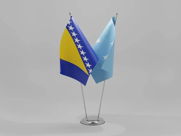 Micronesia Banderas Cooperación Bosnia Herzegovina Fondo Blanco Render — Foto de Stock