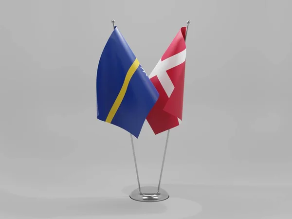 Dania Flagi Współpracy Nauru Białe Tło Render — Zdjęcie stockowe