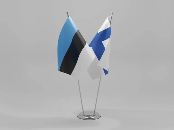 Finlandia Estonia Flagi Współpracy Białe Tło Render — Zdjęcie stockowe