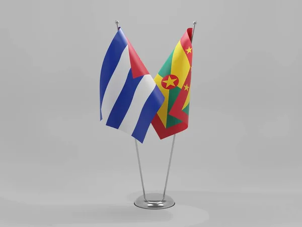 Grenada Cuba Cooperation Flags White Background Render — стокове фото