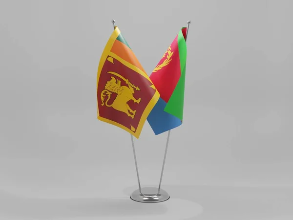 エリトリア スリランカ協力旗 白背景 3Dレンダリング — ストック写真