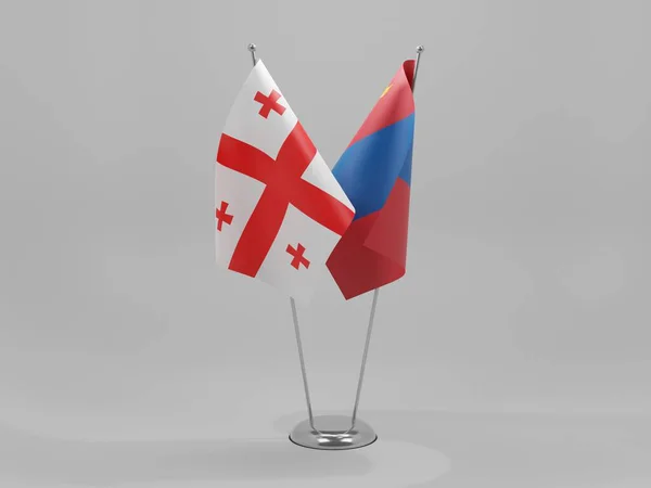 Mongolia Georgia Cooperation Flags White Background Render — стокове фото