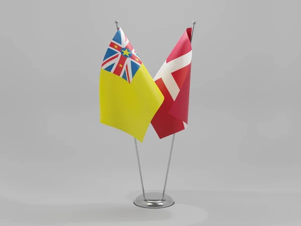 Denmark Niue Cooperation Flags White Background Render — Stock Photo, Image