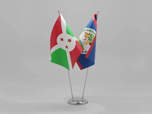 Belize Bandiere Cooperazione Burundi Sfondo Bianco Render — Foto Stock