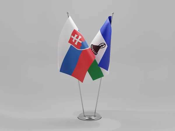 Lesotho Словаччина Прапори Співпраці Білий Фон Рендер — стокове фото