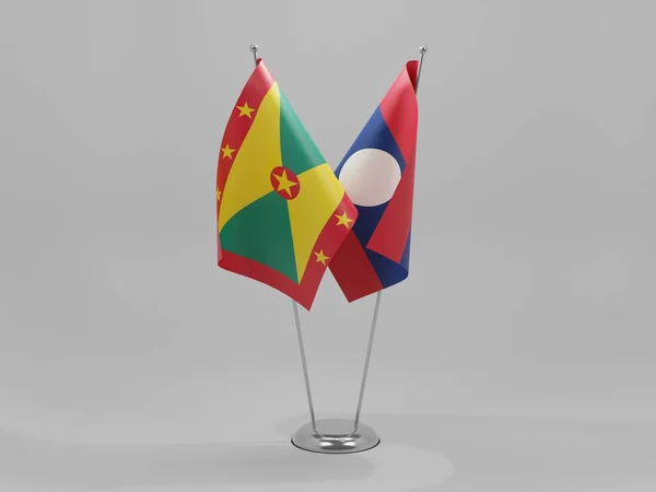 Laos Grenada Kooperationsfahnen Weißer Hintergrund Render — Stockfoto