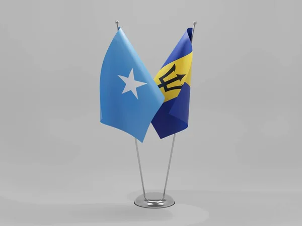 Μπαρμπάντος Σημαίες Συνεργασίας Σομαλίας Λευκό Φόντο Render — Φωτογραφία Αρχείου