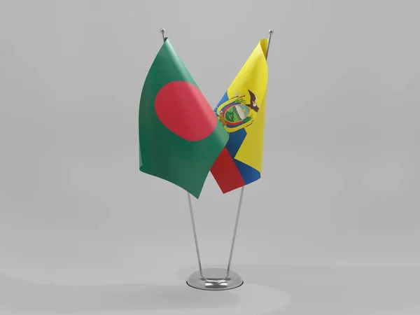 Banderas Cooperación Ecuador Bangladesh Fondo Blanco Render — Foto de Stock