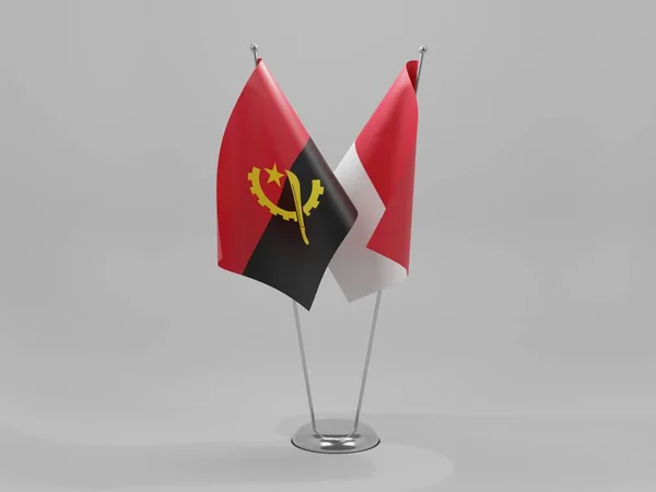 Monaco Angola Samenwerking Vlaggen Witte Achtergrond Render — Stockfoto