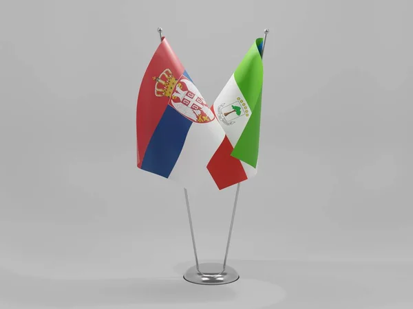 Экваториальная Гвинея Сербия Флаги Сотрудничества Белый Фон Рендер — стоковое фото