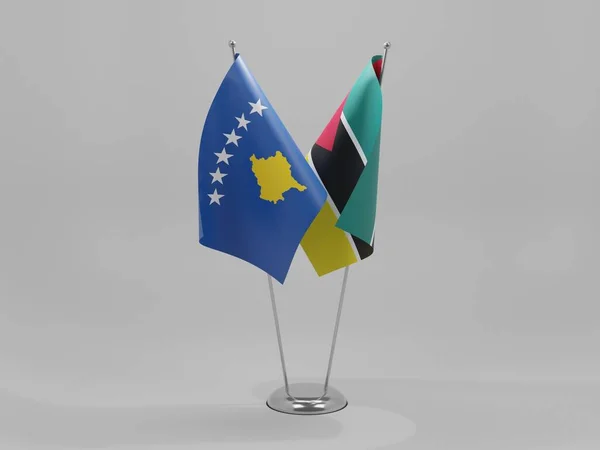 Moçambique Kosovo Bandeiras Cooperação Fundo Branco Render — Fotografia de Stock