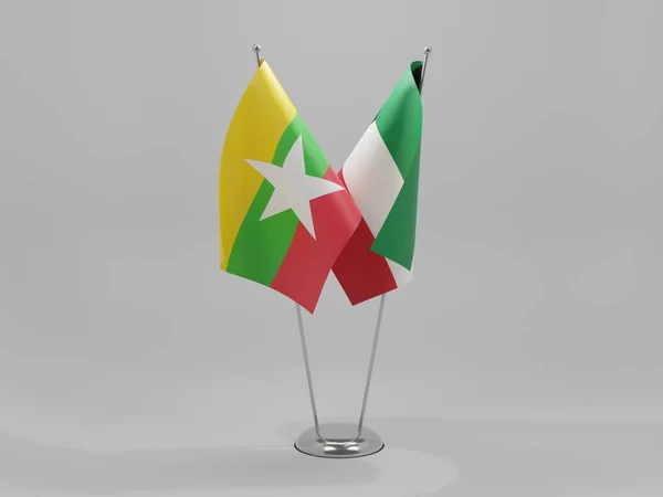 科威特 缅甸合作旗 白色背景 3D渲染 — 图库照片
