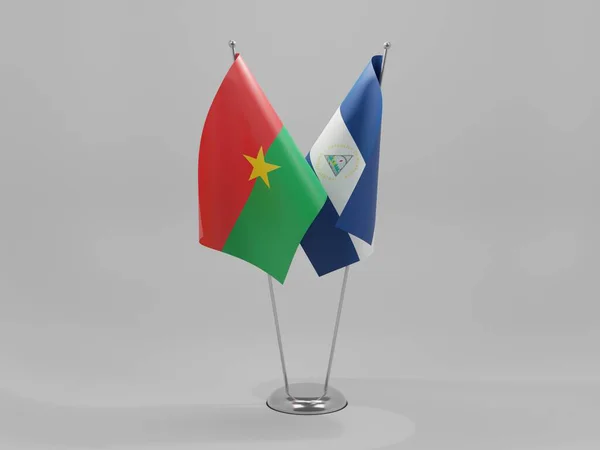 Νικαράγουα Μπουρκίνα Φάσο Σημαίες Συνεργασίας Λευκό Φόντο Render — Φωτογραφία Αρχείου