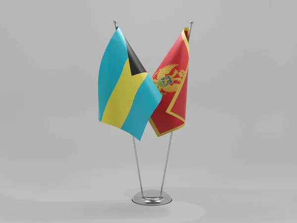 Montenegro Bahamas Banderas Cooperación Fondo Blanco Render —  Fotos de Stock