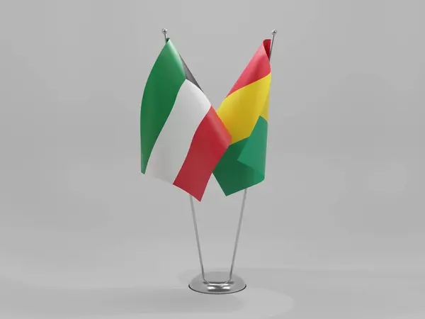 Guinea Banderas Cooperación Kuwait Fondo Blanco Render —  Fotos de Stock