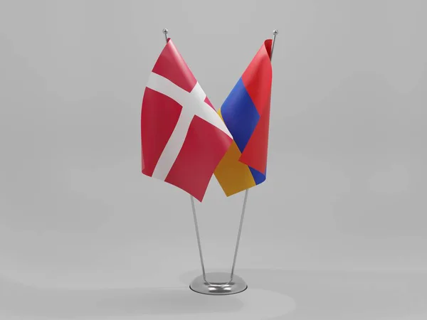 亚美尼亚 丹麦合作旗帜 白色背景 3D渲染 — 图库照片