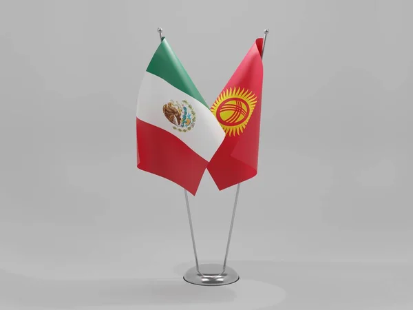 Kirgizstan Mexico Cooperation Flags White Background Render — Stok Foto