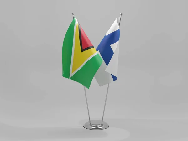 Finland Samenwerking Met Guyana Vlaggen Witte Achtergrond Render — Stockfoto