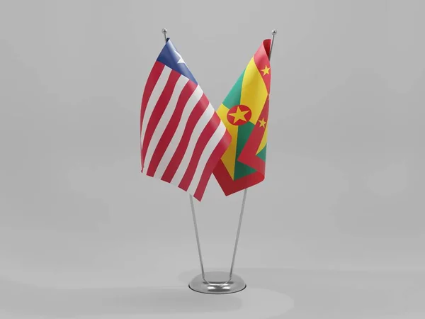 Granada Banderas Cooperación Liberia Fondo Blanco Render — Foto de Stock