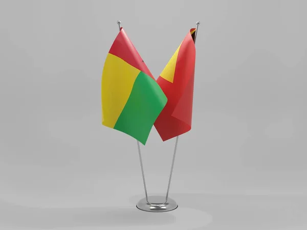 East Timor Guinea Bisu Cooperation Flags White Background Render — 스톡 사진