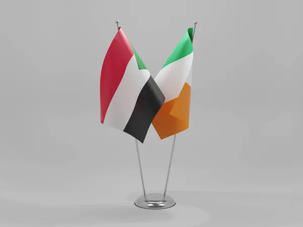 Irland Sudan Cooperation Flags Vit Bakgrund Render — Stockfoto