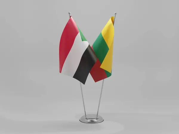 Lituania Banderas Cooperación Sudán Fondo Blanco Render —  Fotos de Stock
