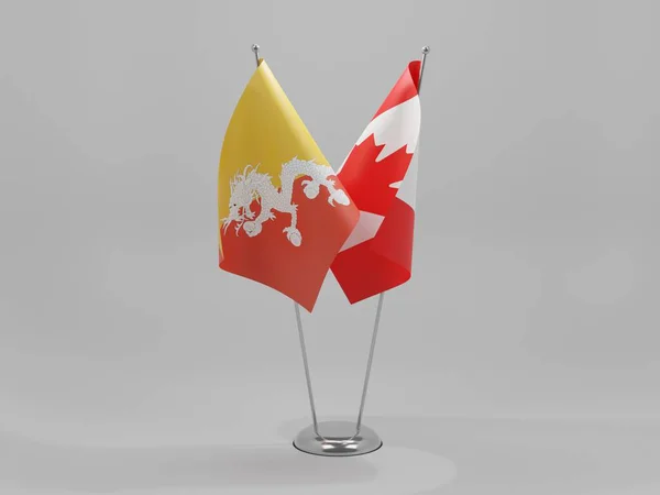 加拿大 不丹合作旗 白色背景 3D渲染 — 图库照片