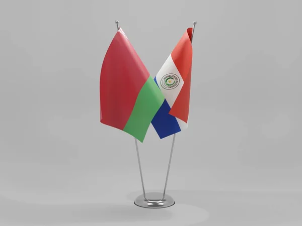 Paraguay Wit Russische Samenwerkingsvlaggen Witte Achtergrond Render — Stockfoto
