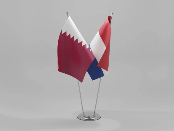 オランダ カタール協力旗 白背景 3Dレンダリング — ストック写真