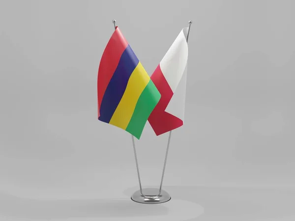 Poland Mauritius Cooperation Flags White Background Render — Stock Photo, Image