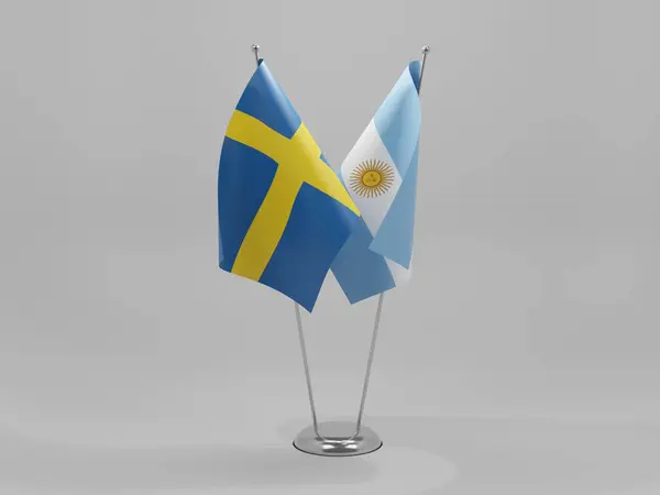 Argentyna Szwecja Flagi Współpracy Białe Tło Render — Zdjęcie stockowe
