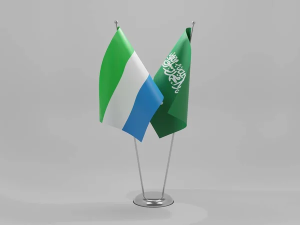 Arábia Saudita Bandeiras Cooperação Serra Leoa Fundo Branco Render — Fotografia de Stock