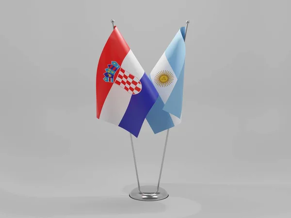 Argentine Croatie Drapeaux Coopération Fond Blanc Render — Photo