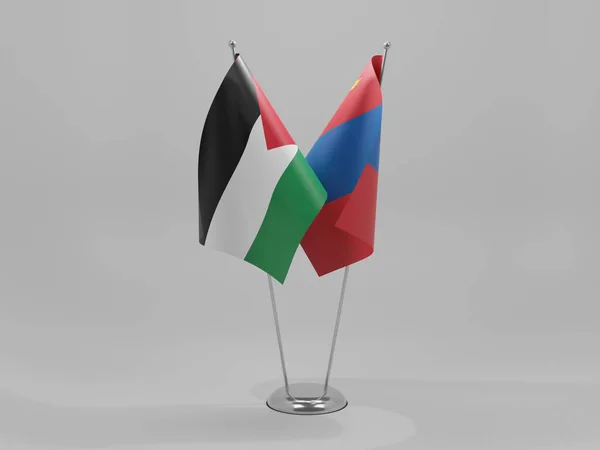 Moğolistan Filistin Şbirliği Bayrakları Beyaz Arkaplan Render — Stok fotoğraf