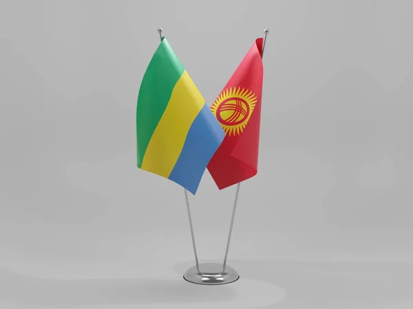 Kirghizistan Bandiere Cooperazione Gabon Sfondo Bianco Render — Foto Stock