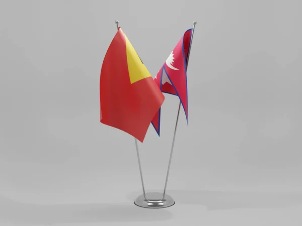 Nepal Flagi Współpracy Timoru Wschodniego Białe Tło Render — Zdjęcie stockowe