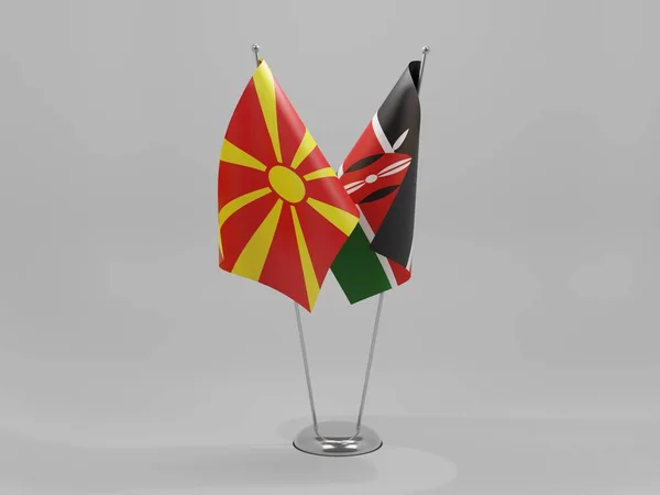 Kenya Macedonia Cooperation Flags White Background Render — 스톡 사진