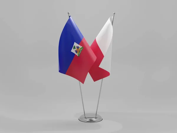 Poland Haiti Cooperation Flags White Background Render — стокове фото
