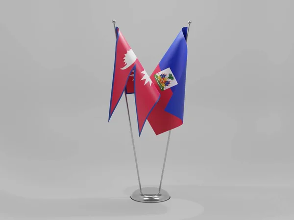 Haiti Bandiere Cooperazione Nepal Sfondo Bianco Render — Foto Stock